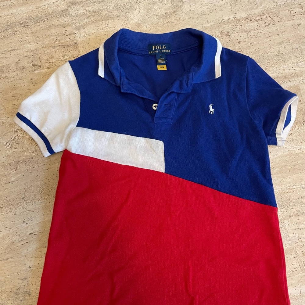 Polo by Ralph Lauren Kids Polo Shirt - Blue, Red, White Jersey Rugby Tee